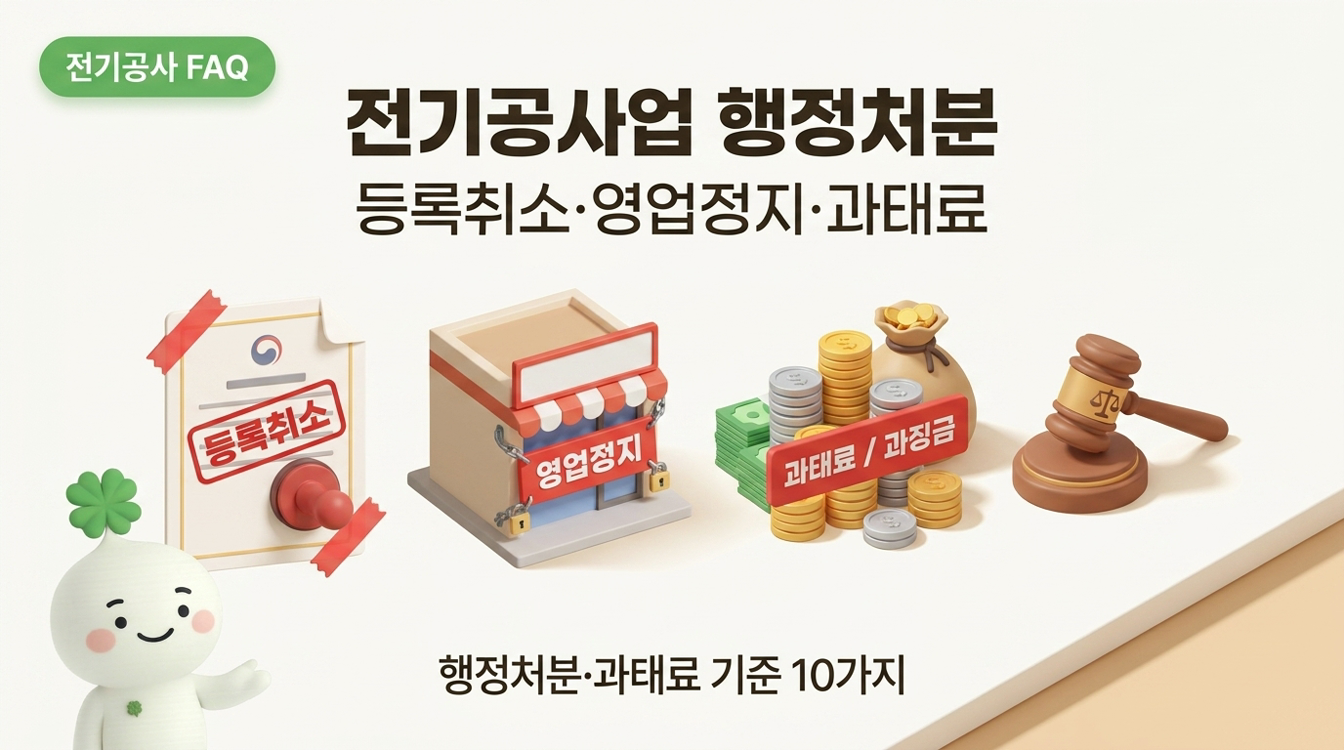 전기공사업 행정처분, 등록취소·영업정지·과태료 기준 10가지