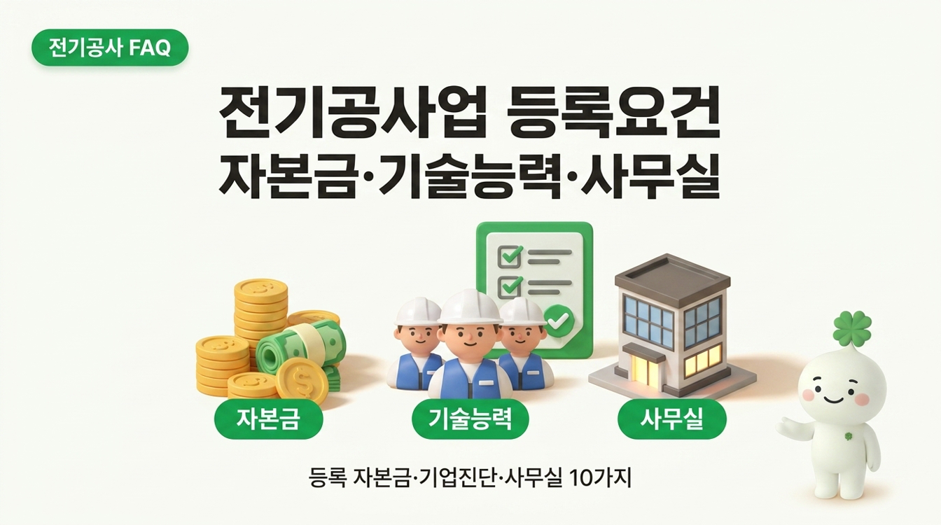 전기공사업 등록요건, 자본금·기업진단·사무실 기준 10가지